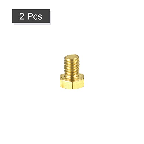 Image of uxcell Brass Hex Bolts, 3 /8-16x1 /2 2pcs Fully Thread Grade 4.8 Solid Brass Hexagon Head Bolt Machine Screws for Machinery