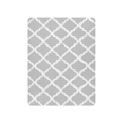 Image of Crib Sheet Breathable Soft Crib Mattress Sheet for Baby Toddler Boys Girls Fitted Crib Sheet Fit Standard Crib Mattress 52 x 28 Inch Silver Minimalist Quatrefoil