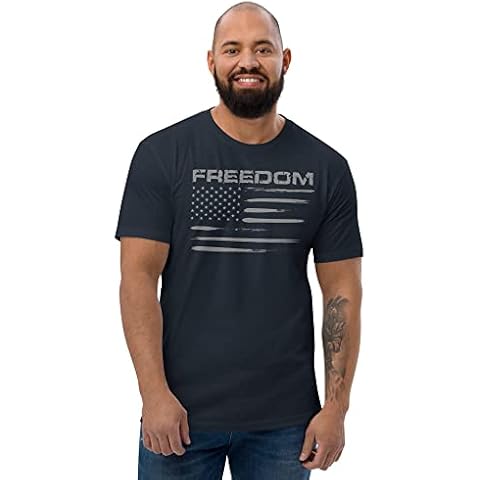 Skull and Crossguns Freedom/US Flag Short Sleeve T-Shirt Navy XX-Large Cover