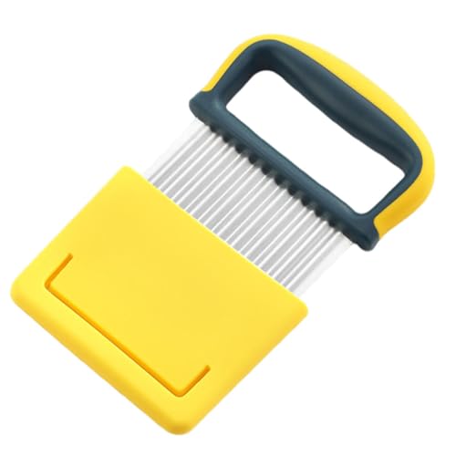 Cortador de Papas Ondulado de Acero Inoxidable con Mango Amarillo miniatura 1