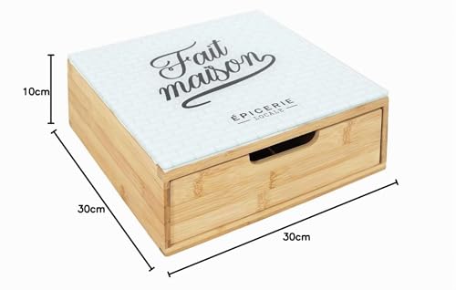 Miniatura 3 de Home Deco Factory - Ka5953, Porta Cápsulas Cajón De Madera Y Vidrio, Almacenamiento Organizado Para Café Y Té, Diseño Moderno, Fácil De Mantener, Dimensiones 30x10x30 Cm, Color Marrón Y Blanco