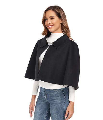 Women Capelet Shawl Short Cloak Cape Warm Poncho Fall Winter Soft Shawl Cover Up4