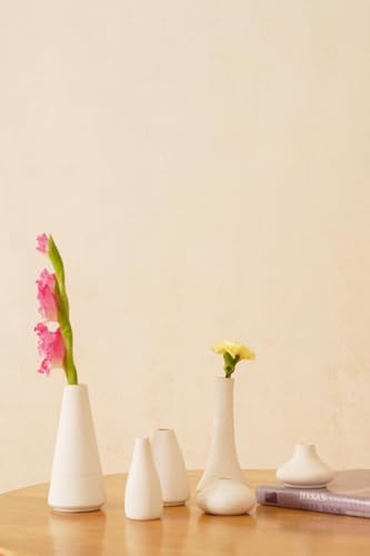 Image of PUREZENTO White Japanese Ikebana Vase - Set of 6 | Unique Geometric Shapes Vase for Decor Centerpiece & Showpiece | Decorative Vases for Home, Living Room, Office & Tabletop Decorations