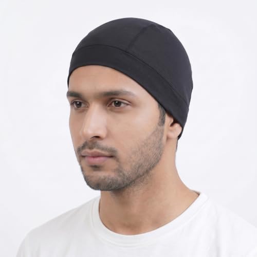 Image of Unisex Helmet Skull Cap for Bikers & Cyclists, Polyester Head Cap, Hair Inner Helmet Cap for Men, Sweat Cooling Beanie Cap, Skull Mask for Summer, Bike Accessories