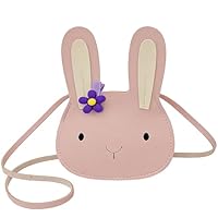 PIujsym Ostergeschenke Kinder Mädchen - Süße Handtasche Hase Rosa PU Leder - Kleine Umhängetasche Mädchen mit Haarspange - Verstellbarer Gurt - Ostern Geschenke Kinder & Accessoires