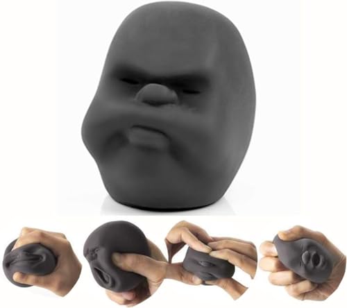 Funny Human Face Emotion Balls – Fidget Stress Relief Squeeze Balls for Kids & Adults, Sensory Toys for Autism (Black, Sulkiness)