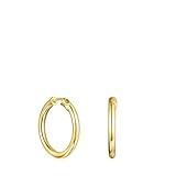TOUS Pendientes Aro Pequeños para Mujer con Baño de Oro 18 Kt sobre Plata de Primera Ley, Colección Basics