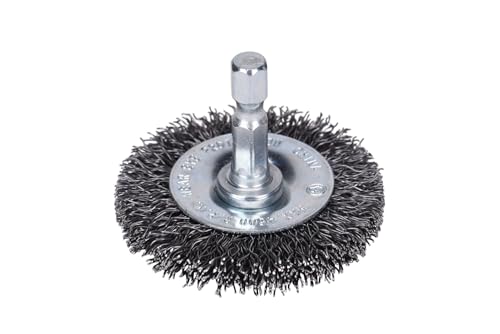 Image of Century Drill & Tool 76411 2 inch Durable Coarse Crimped Radial Wire Brush, 1 /4 inch Drill Shank, 4,500 RPM - Ideal for Rust /Paint Removal, Deburring, & More