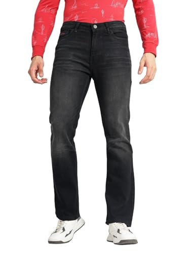 Image of The Indian Garage Co Men Bootcut Solid Mid-Rise Stretchable Jeans