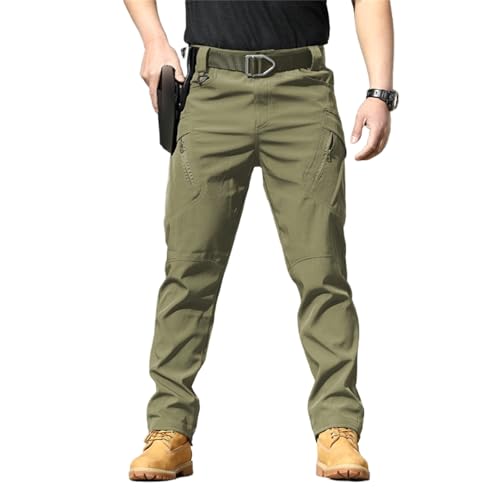 Canadaify Tactical Waterproof Pants for Men, Stretch Hiking Pants Lightweight Multi Pockets with No Belt,Wear-Resistant Cargo