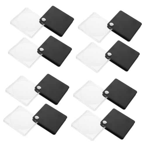 Beavorty 4sets Folding Magnifying Glasses Square Magnifier Jewelry Explore Magnifier Outdoor Magnifying Lens Watch Small 2pcs*4