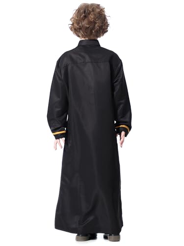 WSPLYSPJY Kids Boys Thobe Muslim Abaya Solid Color Ethnic Robe Prayer Clothes Button Islamic Kaftan3