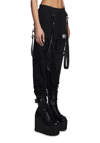 Dolls Kill Digital Blaze Cargo Joggers by Club Exx – Reflective Barcode Graphics, Detachable Suspenders & Elastic Waist3
