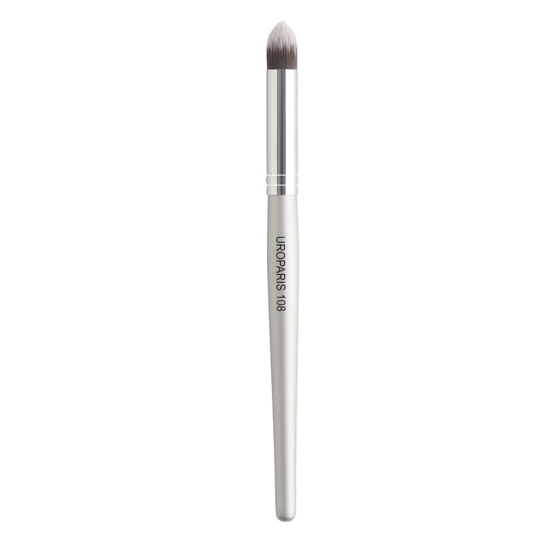 UROPARIS 108 Concealer Brush For Face Makeup | Makeup Tool with Wooden Handle | Synthetic Bristles, Brass Accents - Silver (1 piece)