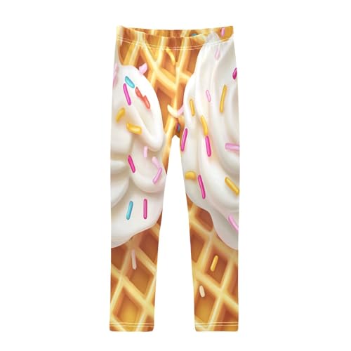 Ice Cream Waffle Colorful Sprinkles Girls Casual Leggings for Kids Printed Long Pant Bottoms Stretch and Soft