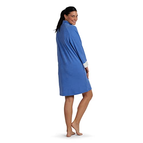 Miss Elaine Robe - Women's Terry Knit Short Robe, Long Sleeves And Pockets, Front Zipper (3X, Sky Blue) #TOP1
