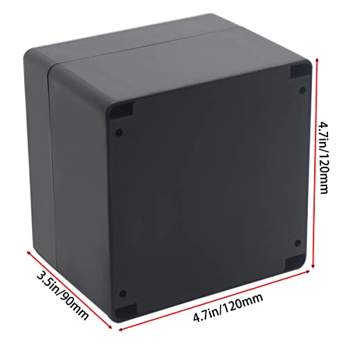 Image of Watertight Junction Box, IP67 Waterproof Project Box Durable ABS Plastic Electronic Enclosure Case for DIY Electrical Project Black 4.72 inch x 4.72 inch x 3.54 inch(120 x 120 x 90 mm)