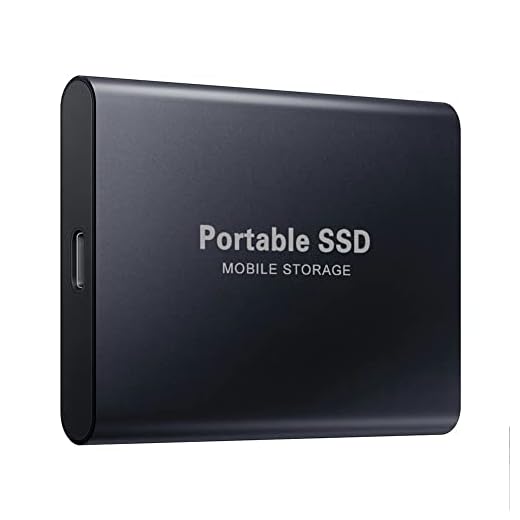 UsZxOkGood Disco rígido externo SSD portátil de 2 TB, disco rígido USB 3.1 tipo C, HDD externo para Mac, PC, laptop, armazenamento e transferência (preto)