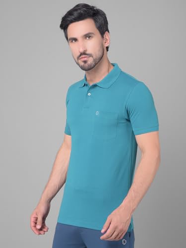 Image of Dollar Men's Pack of 1 Solid Cotton Blend Polo Neck T-Shirt