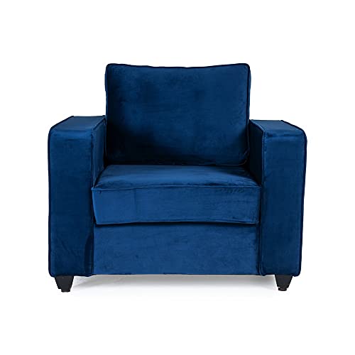Image of Wakefit Sofa Set | 3 Year Warranty | Sofa 5 Seater, 5 Seater Sofa for Living Room, Wooden Sofa Set, Sofa Set 3+1+1 Seater - Napper(Fabric-Velvet : Blue)