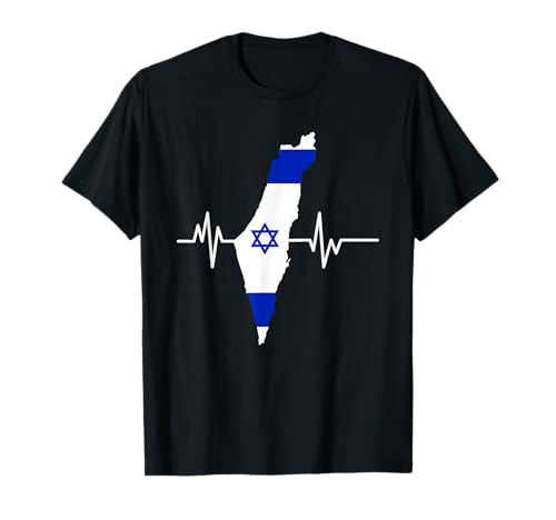 Israeliano Heartbeat I Love Israele Bandiera Country Pro Ebraica Maglietta