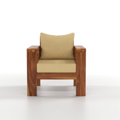 Image of NATRAJ ART & CRAFT Sheesham Wood 1 Seater Sofa Set for Living Room | Wooden Sofa Set for Living Room Furniture (1 Seater, Honey Finish)
