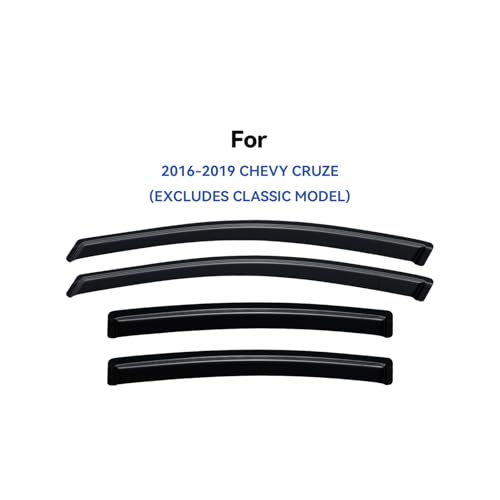 Image of Window Visors Rain Guards for 2016 2017 2018 2019 Chevy Cruze, Out-Channel Window Vent Wind Deflectors Visors Shades for 16 17 18 19 Cruze (Excludes Classic Model)