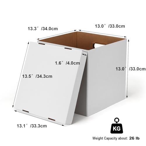 Image of 13.4x13x13 Moving Box Set of 7, Reinforced Handles with Removable Lid, Corrugated Boxes for Packaging, Moving, Carrying, Record Storage