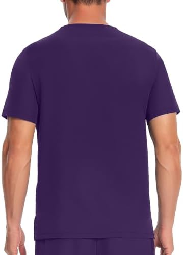 UHBYGV Men's Scrubs Healthcare Top, Moisture-Wicking Stretch Scrub Shirts Quarter Zip Plain Medical Workwear with Pockets Purple