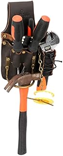 Tourbn Leather Tool Belt Pouch Carpenter Electrician Bag with Hammer Holder, Brown, 21*14*5cm
