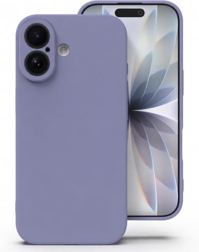 Image of DIZORO Square Microfiber Candy Case Compatible for iPhone 17 Shockproof Slim Back Cover Liquid Silicone Case - Lavender Grey