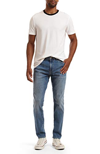 Mavi Matt Classic Men's Straight Leg Jeans, Mid-Rise Relaxed Fit Jeans for Men, Men's Sustainable Jeans, Light Brushed Feather Blue, Light Wash Blue Jeans, 36 x 32