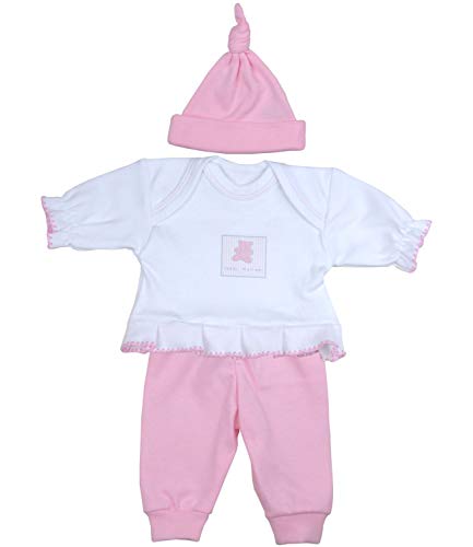 Babyprem Frühchen Baby Langarm T Shirt Mütze & Hosen Set Kleidung 38-44cm Rosa Teddy