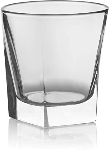 Circleware 10131 Ice Cube Heavy Base Whiskey Glass, Set of 4, Kitchen Entertainment Drinking Glassware for Water, Juice, Beer and Bar Liquor Dining Decor Beverage Cups Gifts, 10 oz,