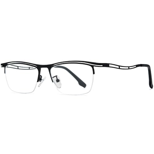 Image of FONEX Colorful Pure Titanium Glasses Frame Men Semi Rimless Square Eyeglasses Eyewear