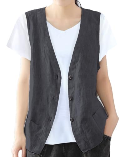 IDEALSANXUN Plus Size Vest for Women Casual Lightweight Sleeveless Cotton