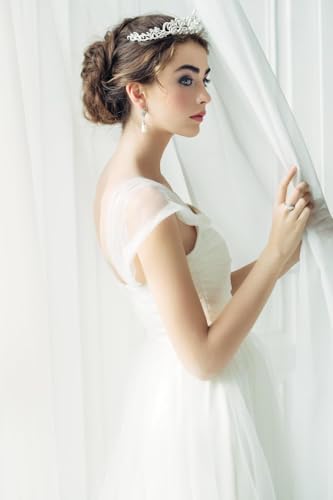 Tiara Kristallkrone mit Strasskamm Silber Strass Tiara Hochzeit Tiara Hochzeit Braut Strass Krone für Geburtstags Hochzeit Abschlussball Prinzessinnenpartys (Silver A)