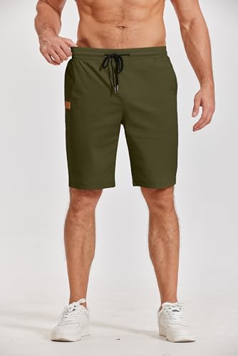 Image of COOFANDY Mens Casual Shorts Cotton Elastic Waist Drawstring Shorts Lightweight Summer Beach Shorts