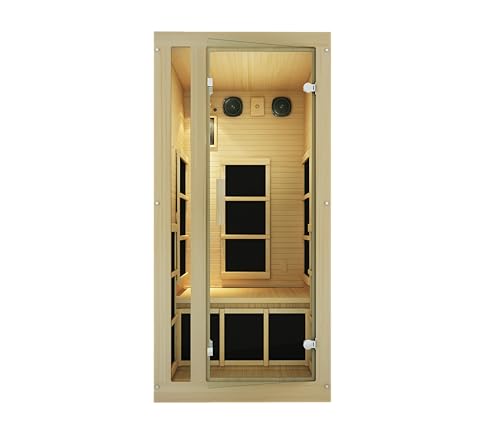 JNH Lifestyles Joyous 1 Person Low EMF Far Infrared Sauna in Canadian Hemlock Wood