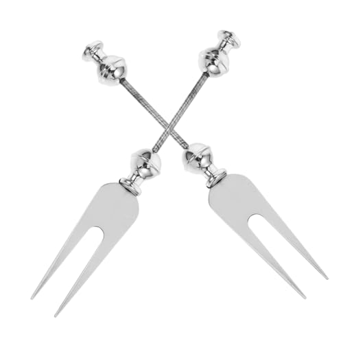 BRIGHTFUFU 2pcs Stainless Steel Snack Forks with DIY Beads Portable Fruit Forks for Appetizers Desserts Salad Elegant Cutlery for Parties Festivals Outdoor Dining