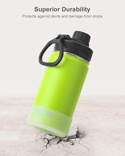 Image of koodee Small Water Bottle-12 oz Stainless Steel Vacuum Insulated Wide Mouth Water Flask with Leakproof Spout Lid (Apple Green)