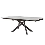 Acanva Expandable Dining Table for 6-8 Seat, Modern Rectangle Design with Extension Leaf for Kitchen Restaurant, Thicker Top and Carbon Steel Pedestal, 63''(+23.3’’)x35.5''x30''H, Grey