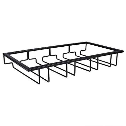 GRIRIW Iron Cup Holder Wine Glass Rack with Slot Design Stylish Wine Glass Hanger for Home and Bar Use Black