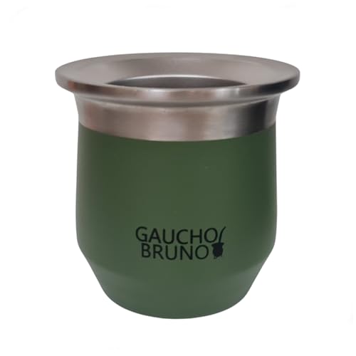 Gaucho Bruno - Mate Térmico de Acero Inoxidable para Tomar Yerba Mate | Fácil de limpiar | Cómodo de sostener | Mantiene la temperatura de la bebida.