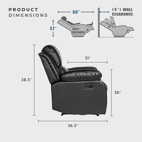 Sillón Plegable Negro de Piel Sintética miniatura 2