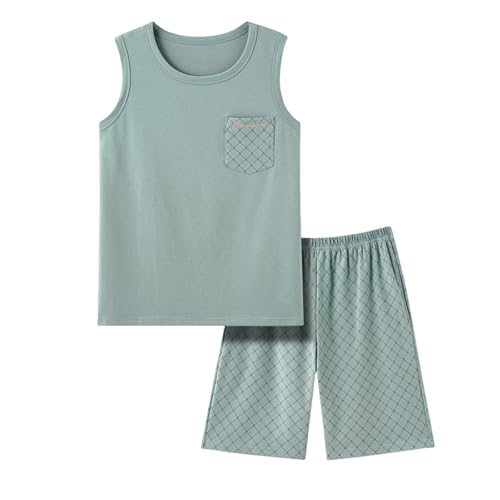 Mens Two Piece Summer Pajamas Set Sleeveless Tank Top & Shorts Sleepwear Lightweight Daily Soft Home Loungewear