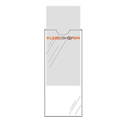 Klebeshop24 ORDNERRÜCKEN TASCHEN SELBSTKLEBEND | Transparent | 20 oder 100 Stück | Größe wählbar | Rückenschildtaschen | Selbstklebende Taschen für Ordneretiketten / 50 x 130 mm, 20 Stück Cover