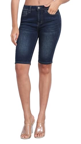 WAYRUNZ Women's Mid Rise Bermuda Shorts Stretchy Knee Length Jean