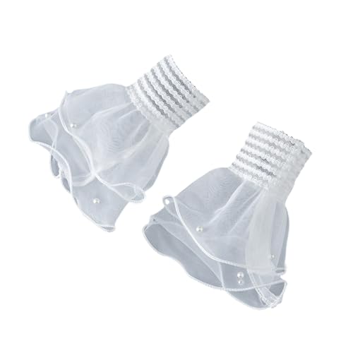 NVOQILIN Mangas falsas acampanadas desmontables con perlas tachonadas, suéter decorativo, mangas acampanadas con cuentas de órgano