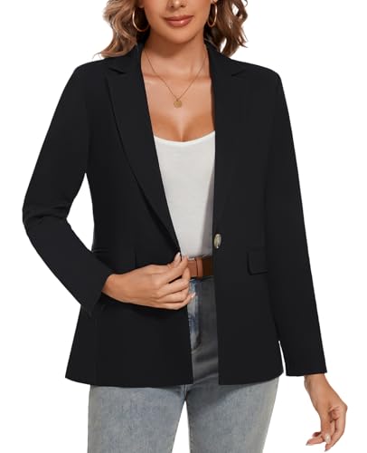 MINTLIMIT Womens Cotton Linen Blazer Long Sleeve Casual Work Office Lightweight Lapel Button Blazers Jacket with Pockets2